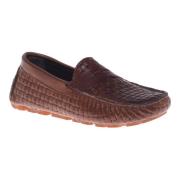 Brown woven print loafer