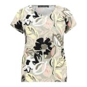 Blomstret Print Skjorte med Elastisk Talje