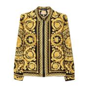 Barocco-print Silkeskjorte i Sort/Guld