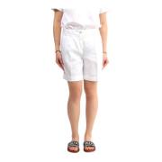 Hvide Linned Bermuda Shorts