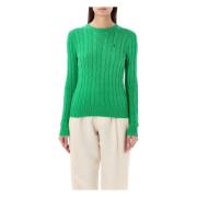 Grøn Cable-Knit Crewneck Sweater