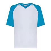 Hvid Fodbold T-Shirt Blå Ærmer