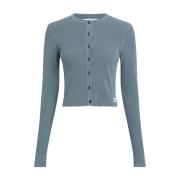 Blå Cardigan Sweater Kvinders Mode