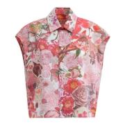 Poplin ærmeløs skjorte med requiem print