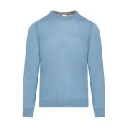 Blå Merinould Rundhals Sweater