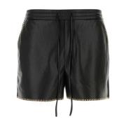 Elegant Sort Læder Bermuda Shorts