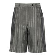 Stribet Linen Bermuda Shorts