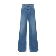 Blå Vasket Denim Straight Leg Jeans