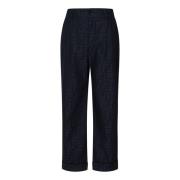 Navy Blue High-Waisted Trousers Girls