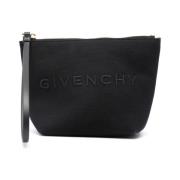 Sort Canvas Clutch med Logo Broderi