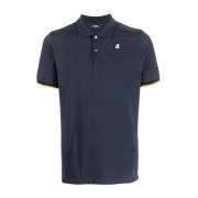 Blå Polo Shirt med Logo Detaljer