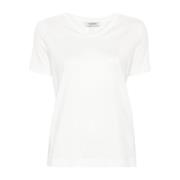 Hvid Bomulds T-shirt med Broderet Logo