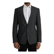 Grå Uld Blazer Slim Fit