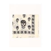 Hvidt Tørklæde med Skull Print i Silkeblanding