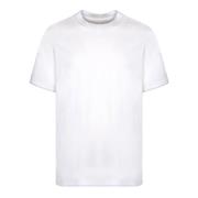 Hvid Bomulds T-shirt Rundhals Korte Ærmer