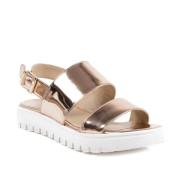 Guld Metallic Læder Sandaler 3cm Hæl