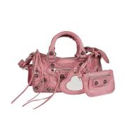 Pink Mini Læder Duffle Taske