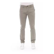 Beige Bomuld Chino Bukser Solid Farve