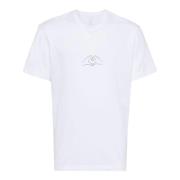 Hvid Grafisk Print Bomuld T-shirt