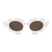 Hvide Cat-Eye Oval Solbriller