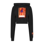 Censored Crop Hoodie Sort/Orange Sweatshirt