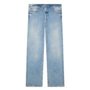 Blå Wide Leg Jeans Almindelig Talje