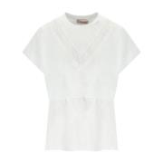 Hvid T-shirt med Ruffle Lace