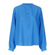 Blå Stribet Skjorte med Pufærmer