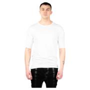 Hvid Bomulds T-Shirt Crewneck Signatur