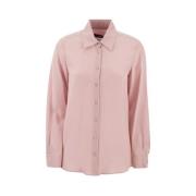 Pink Skjorte med Spids Krave