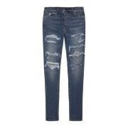 Faded Skinny Jeans med Distressed Finish