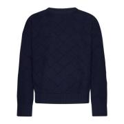 Blå Sweaters med Hvid/Blå Detalje