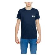 Blå Bomulds T-shirt Mænd Kort Ærmer