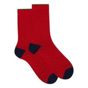 Røde prikkede bomuldskorte sokker