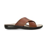 Brun Læder Slide Sandal