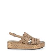 Bronze Flettet Læder Sandal Forli