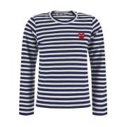 Stribet Navy/Hvid Langærmet T-Shirt