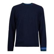 Blå Uld Blandings Crew-Neck Sweater