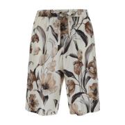 Beige Silke Bermuda Shorts