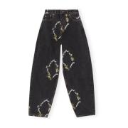 Blomstret stjernebroderede wide-leg jeans