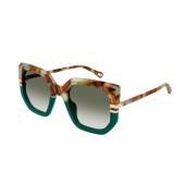 Stilfulde Havana Grønne Solbriller