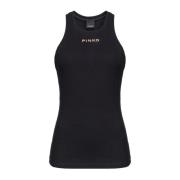 Ribbet Bomuld Tank Top med Logo