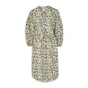 Leopard Print Puffy Sleeve Cotton Dress