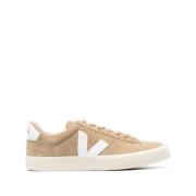 Beige Suede Lace-Up Sneakers