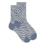 Blå Zebra Mønster Korte Sokker