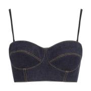 Blå Denim Bustier Top