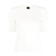 Hvid Strik T-shirt Casual Stil