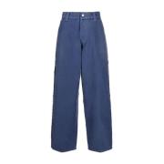 Koboltblå Denim Bukser med Ripped Detaljer