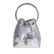 Sølv Metallic Læder Spandehåndtaske