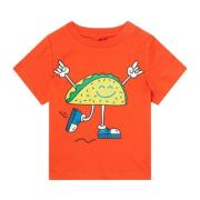 Orange Børne T-shirt med Multifarvet Print